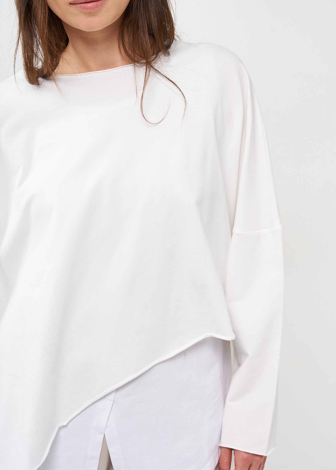 חולצת עטלף שרוול ארוך פרנץ' טרי לבן