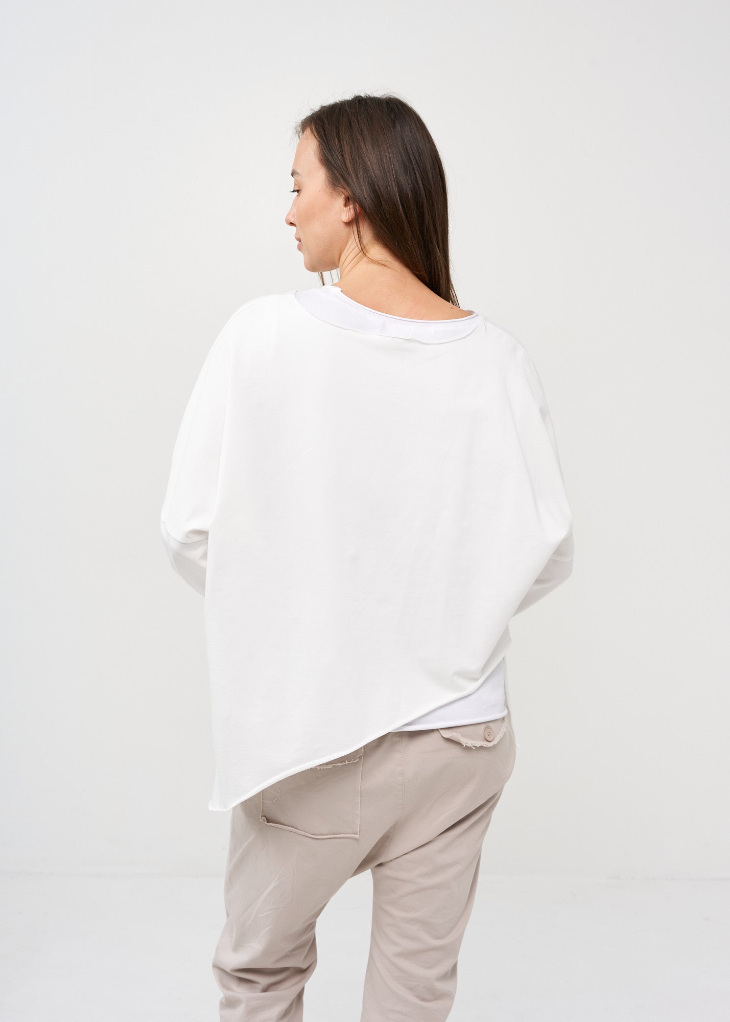 חולצת עטלף שרוול ארוך פרנץ' טרי לבן