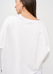 חולצת עטלף שרוול ארוך פרנץ' טרי לבן