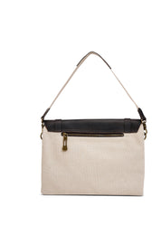 Medium canvas leather skin bag + 2 beige straps