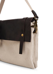 Medium canvas leather skin bag + 2 beige straps