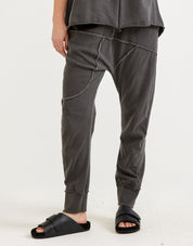 Dark gray outer seam rib combination pants