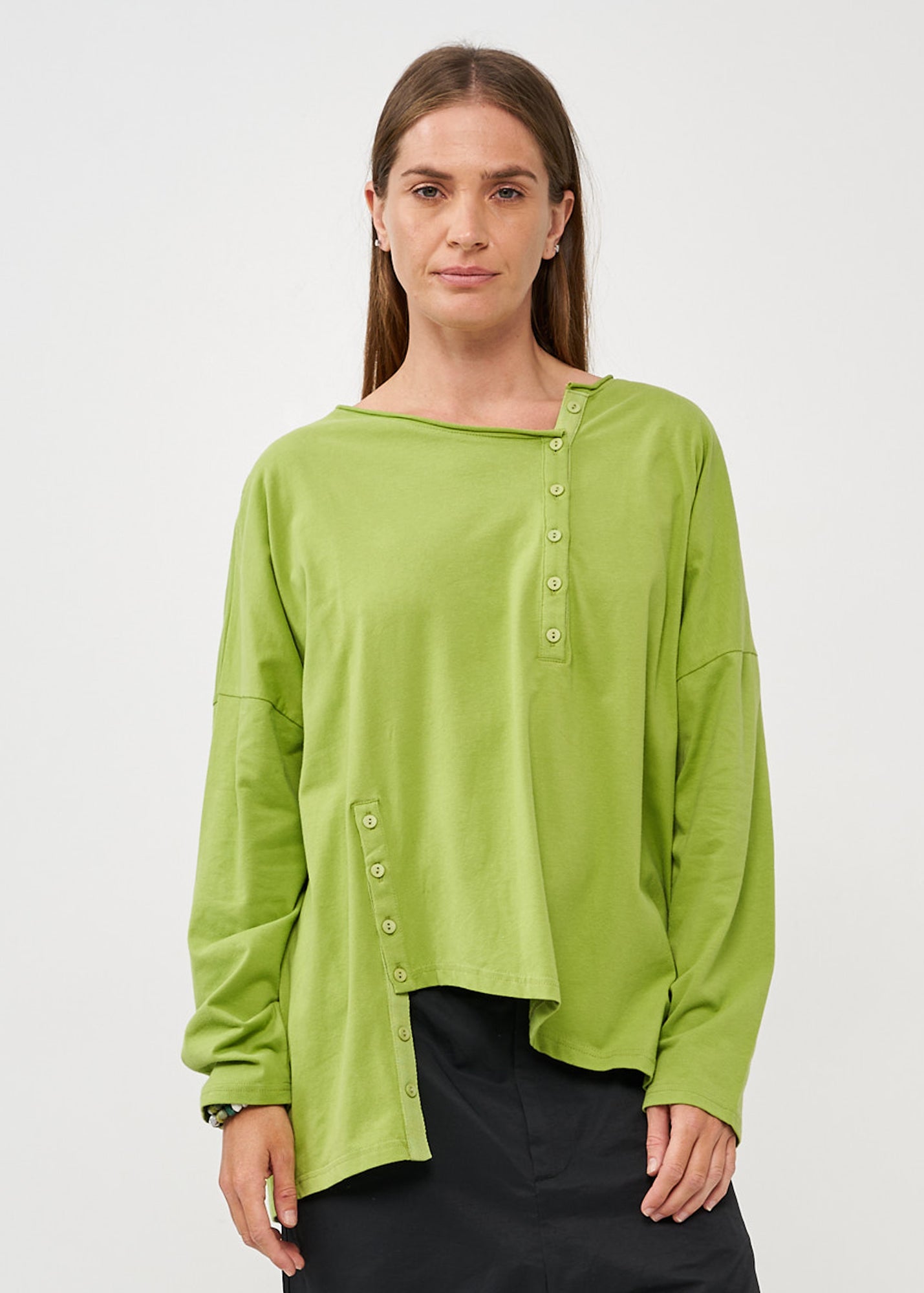חולצה שרוול ארוך שתי כפתרות ירוק