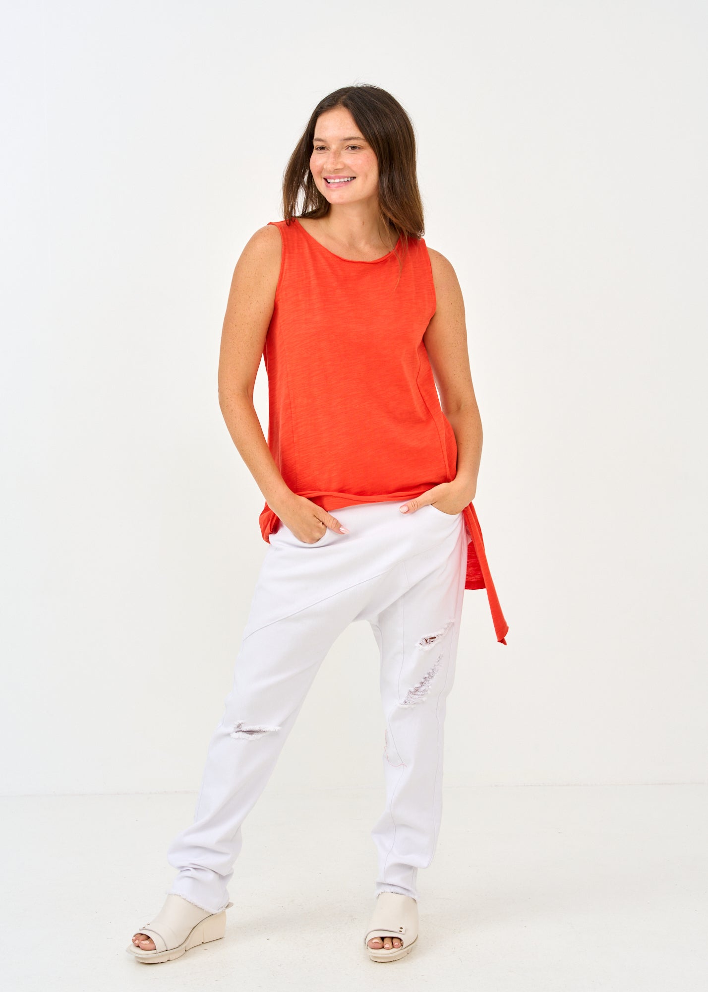 גופיית סלאב סיומת אסימטרית כתום