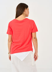 חולצה שרוול קצר כפתרה אלכסונית אדום