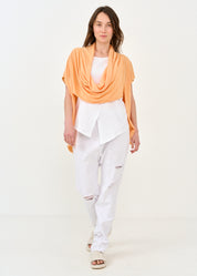 חולצה עם צווארון רבידה שרוול קצר כתום