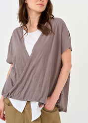 Dark gray round front thin knit shirt