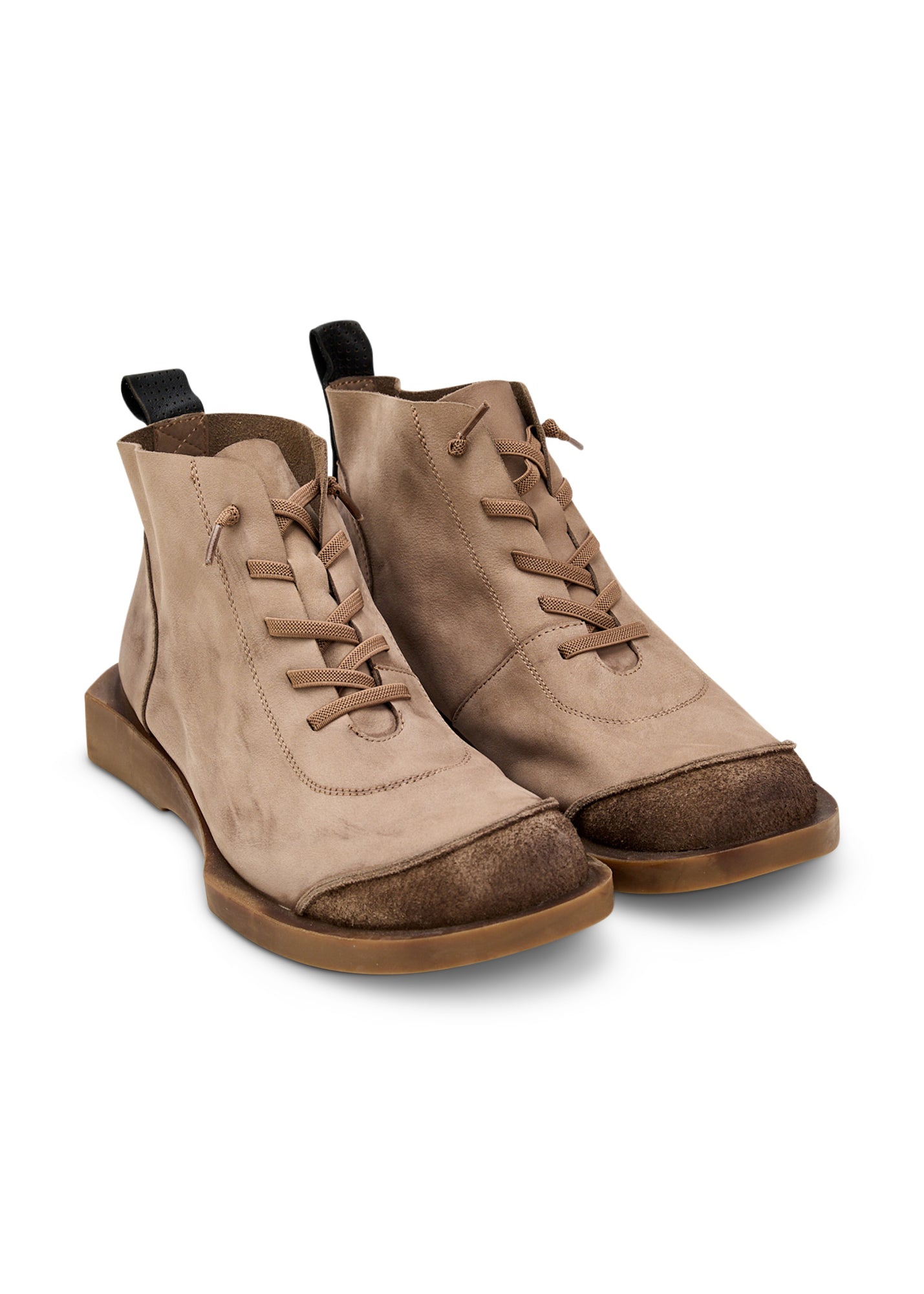 נעליים גבוהות שילוב עור הפוך חום