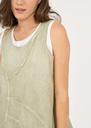 Wash mesh tank top with green tip extension Wash
