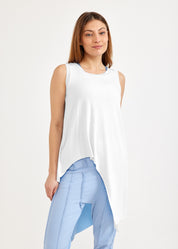 White diagonal extension tank top