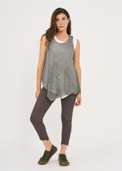Wash mesh tank top with dark gray peak detail Wash