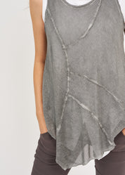 Wash mesh tank top with dark gray peak detail Wash