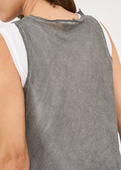 Wash mesh tank top with dark gray peak detail Wash