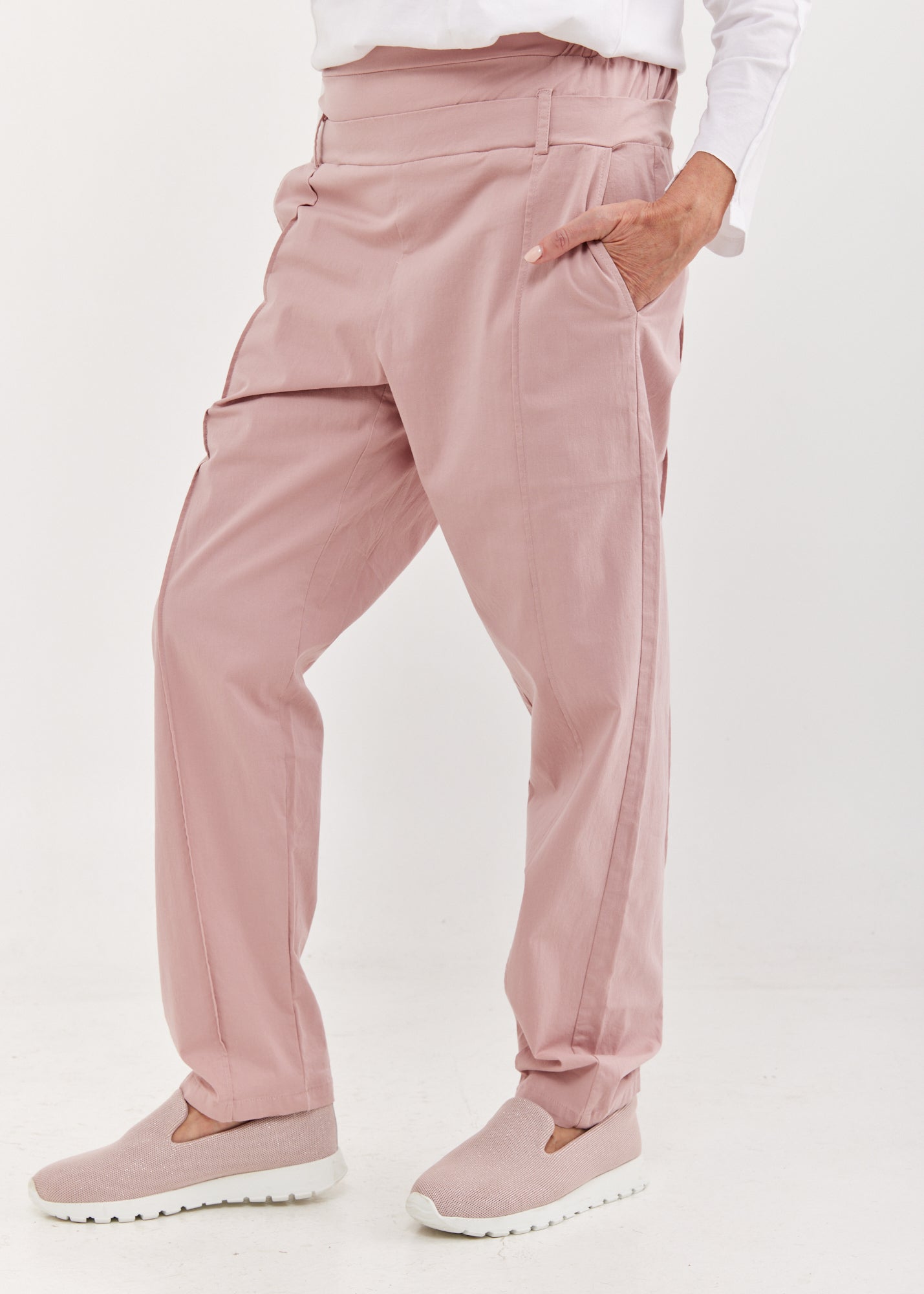 Pink double belt pants