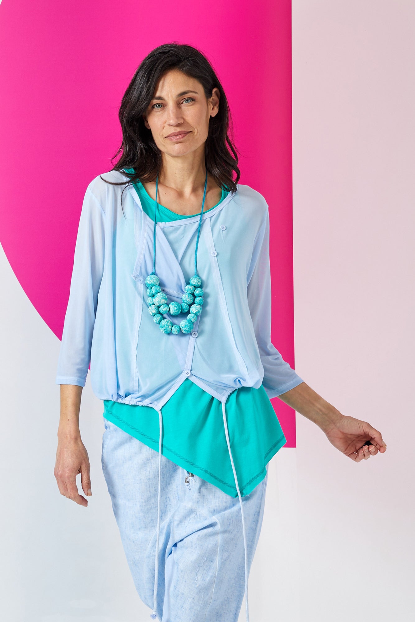 Necklace of purple mango wood beads