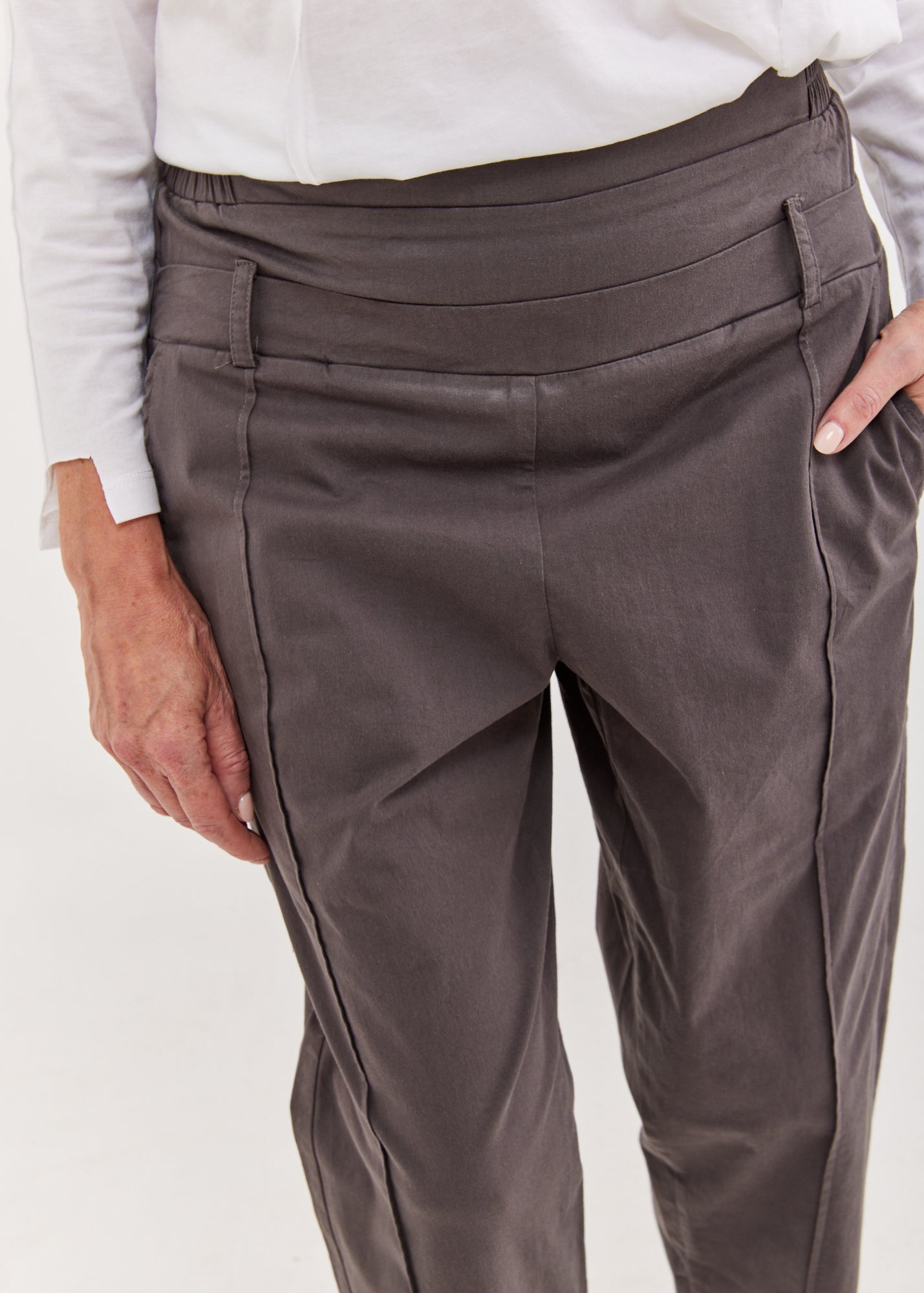 Dark gray double belt pants