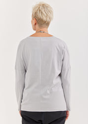 חולצה שרוול ארוך מפתח וי אפור בהיר