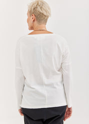 חולצה שרוול ארוך מפתח וי לבן
