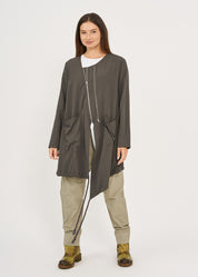עליונית שרוול ארוך שני רוכסנים אפור כהה