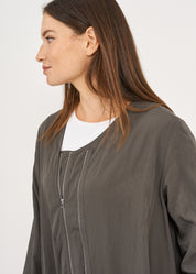 עליונית שרוול ארוך שני רוכסנים אפור כהה