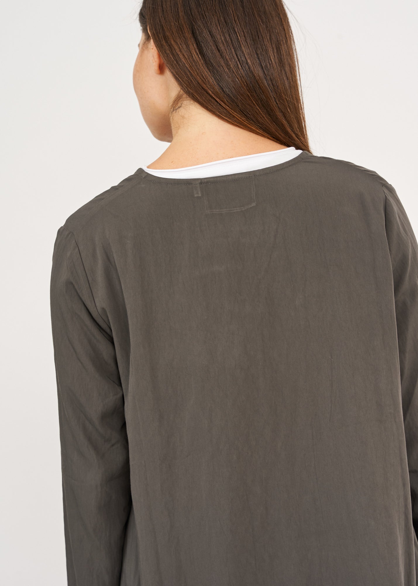 עליונית שרוול ארוך שני רוכסנים אפור כהה