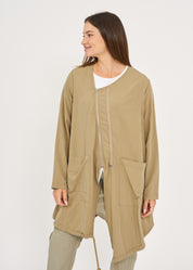 עליונית שרוול ארוך שני רוכסנים חום