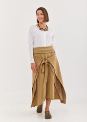 חצאית שכמיה קשירה מקדימה חום