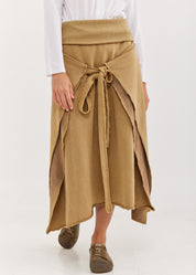 חצאית שכמיה קשירה מקדימה חום