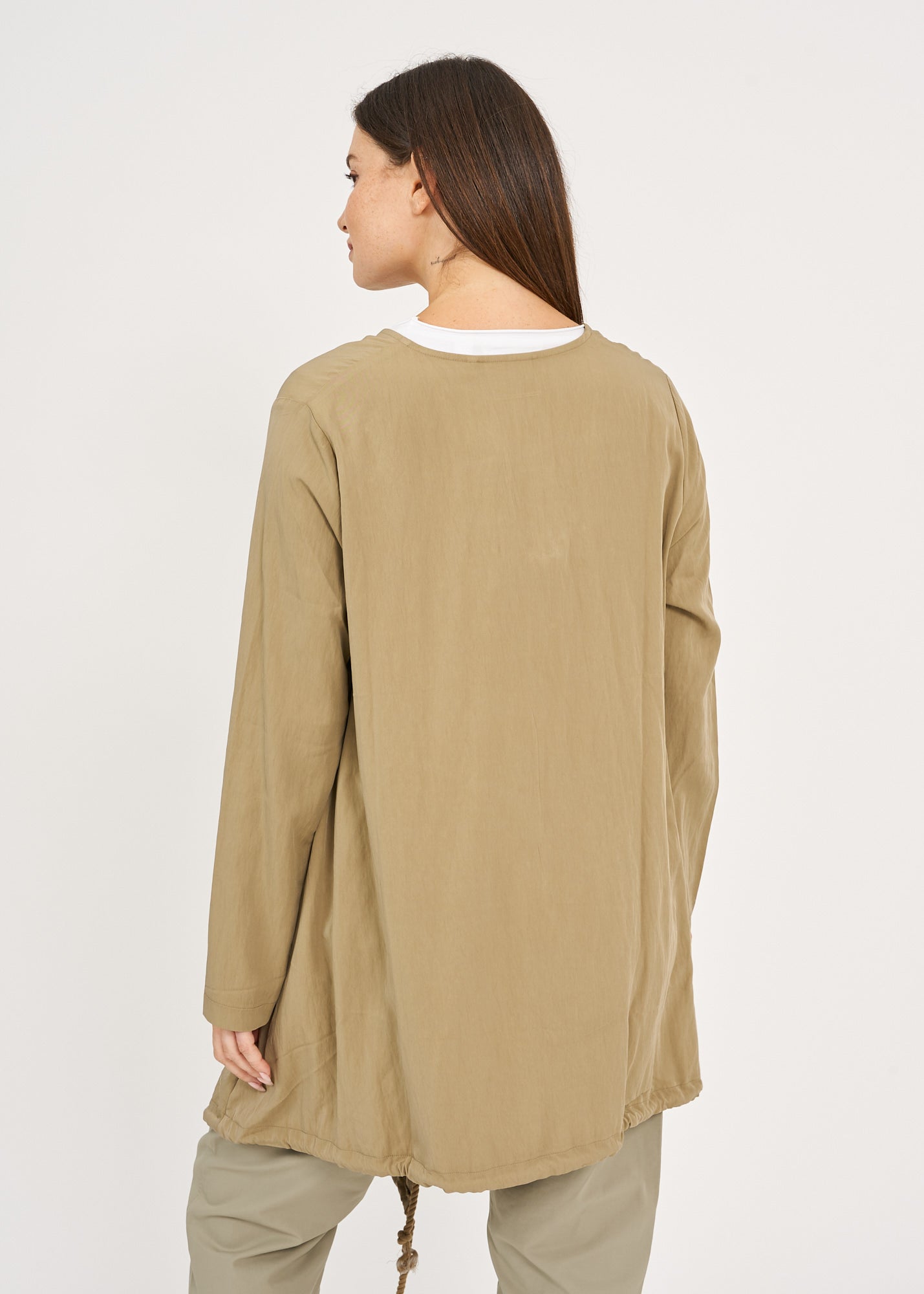 עליונית שרוול ארוך שני רוכסנים חום