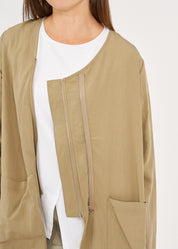 עליונית שרוול ארוך שני רוכסנים חום