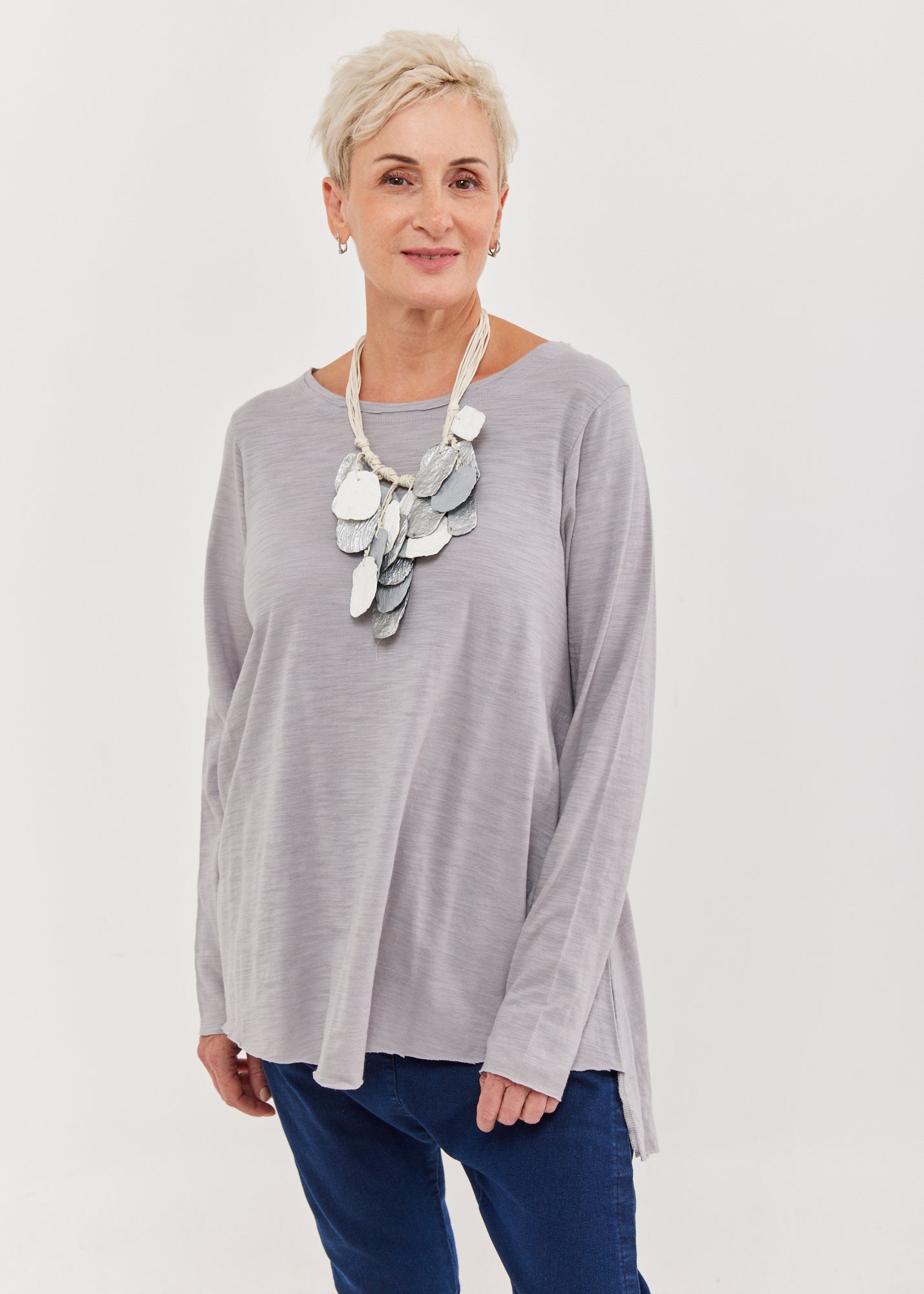 חולצת סולוניקי ארוכה שרוול ארוך אפור