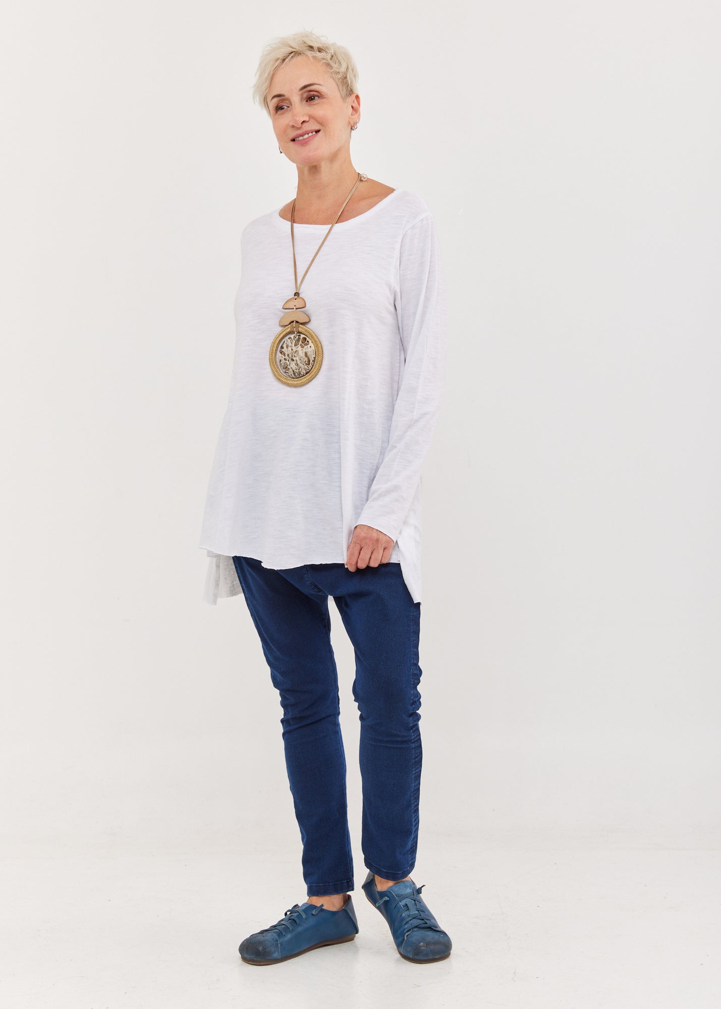 חולצת סולוניקי ארוכה שרוול ארוך לבן