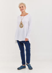 חולצת סולוניקי ארוכה שרוול ארוך לבן