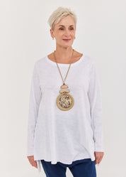 חולצת סולוניקי ארוכה שרוול ארוך לבן