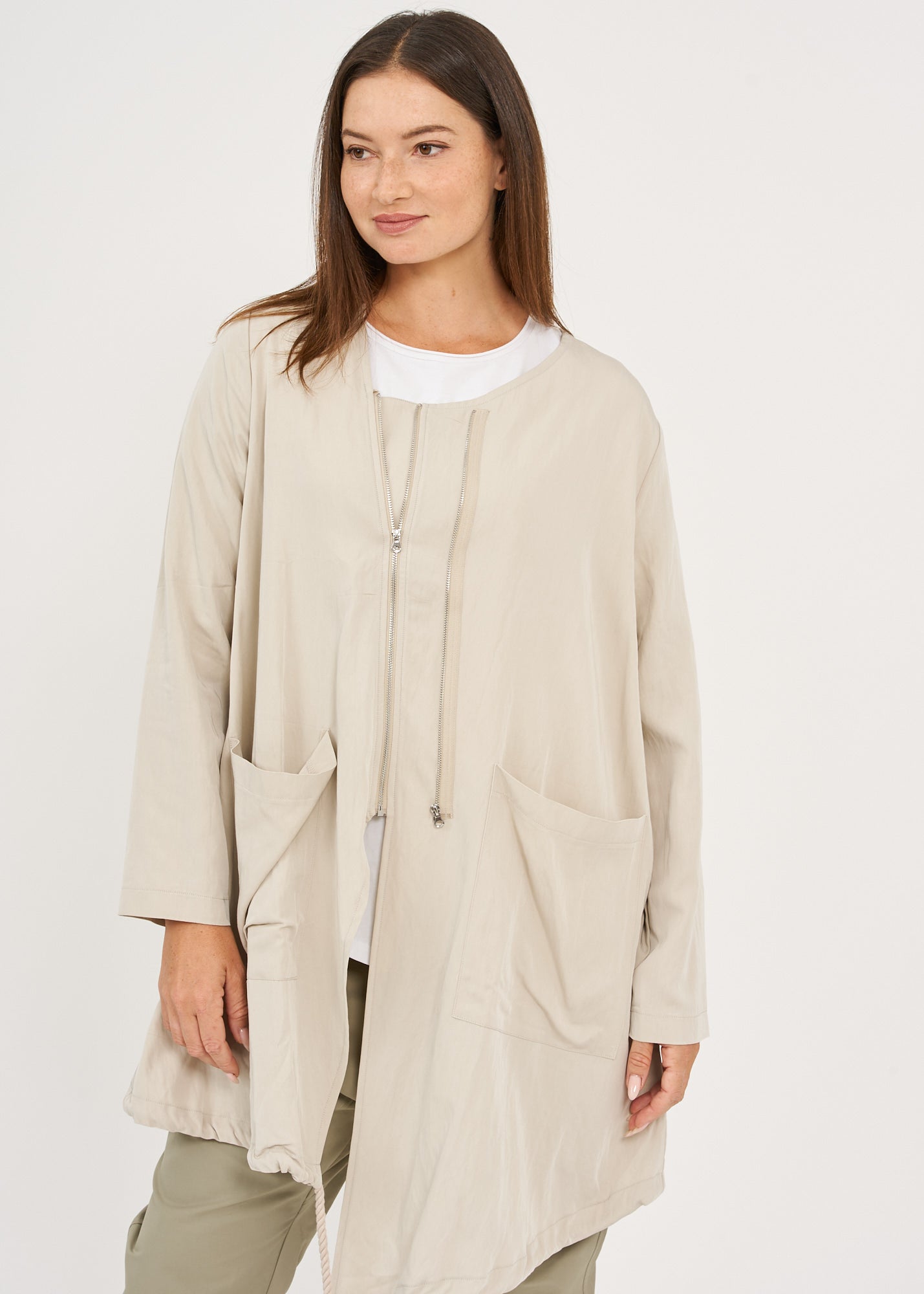 עליונית שרוול ארוך שני רוכסנים סטון