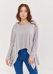 חולצה שרוול ארוך סיומת מלבן אפור