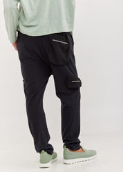 מכנסיים שילוב כיסי ניילון עם רוכסן שחור
