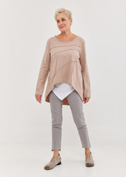 חולצה שרוול ארוך תפרים חיצוניים ורוד ווש