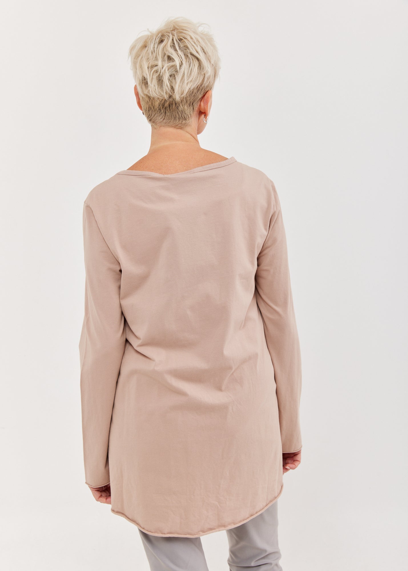 חולצה שרוול ארוך תפרים חיצוניים ורוד ווש