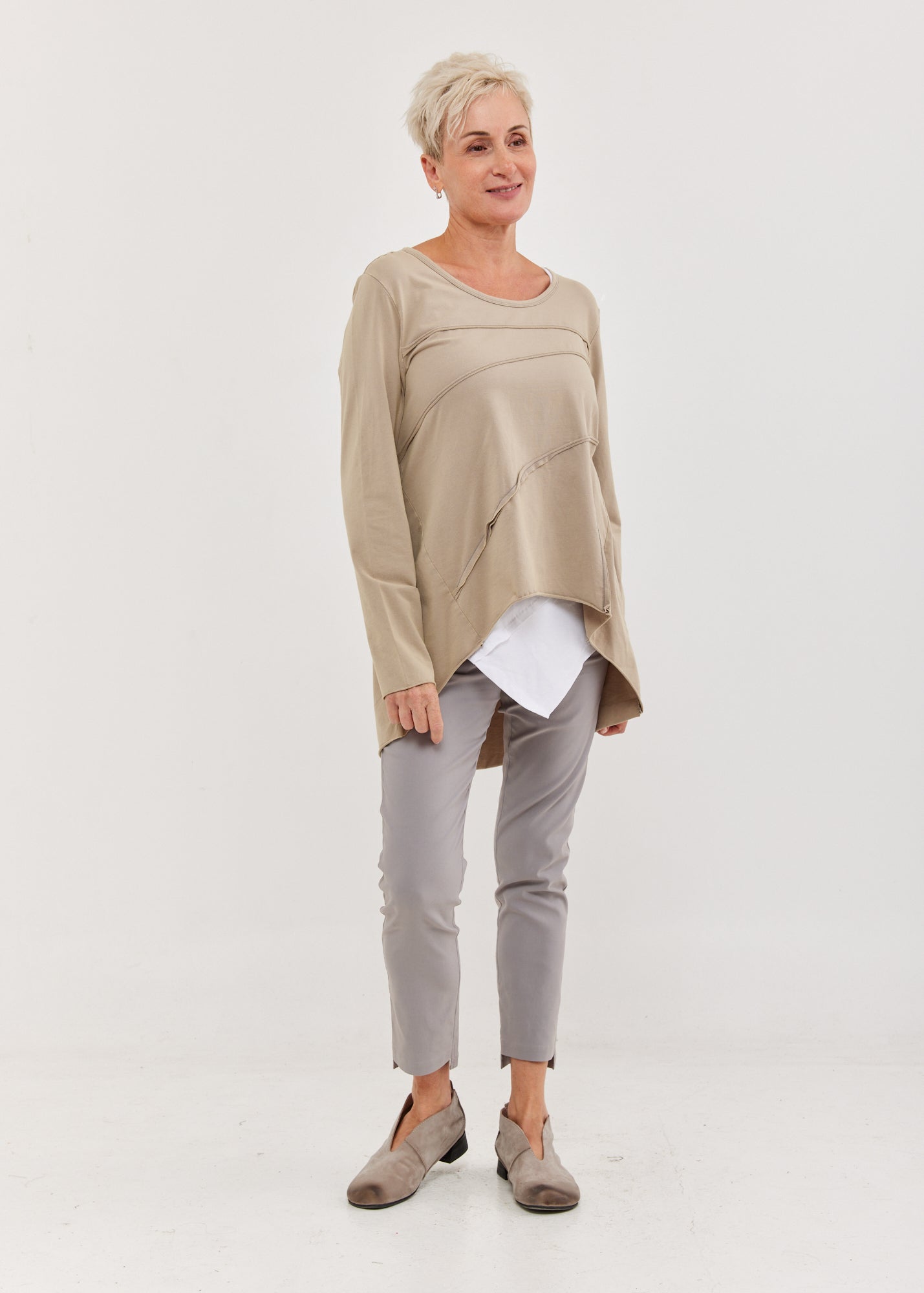 חולצה שרוול ארוך תפרים חיצוניים אפור ווש