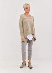 חולצה שרוול ארוך תפרים חיצוניים אפור ווש