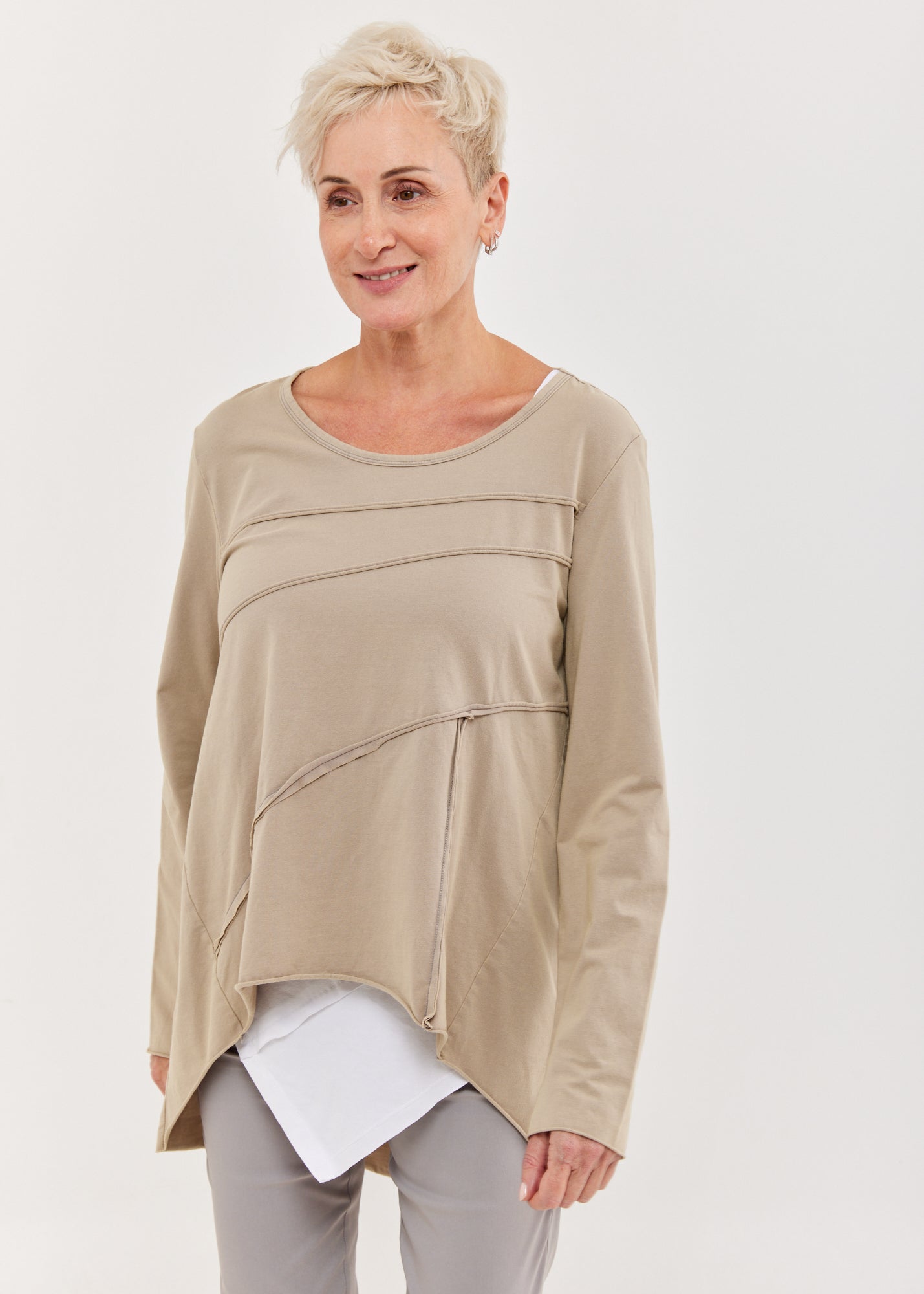 חולצה שרוול ארוך תפרים חיצוניים אפור ווש