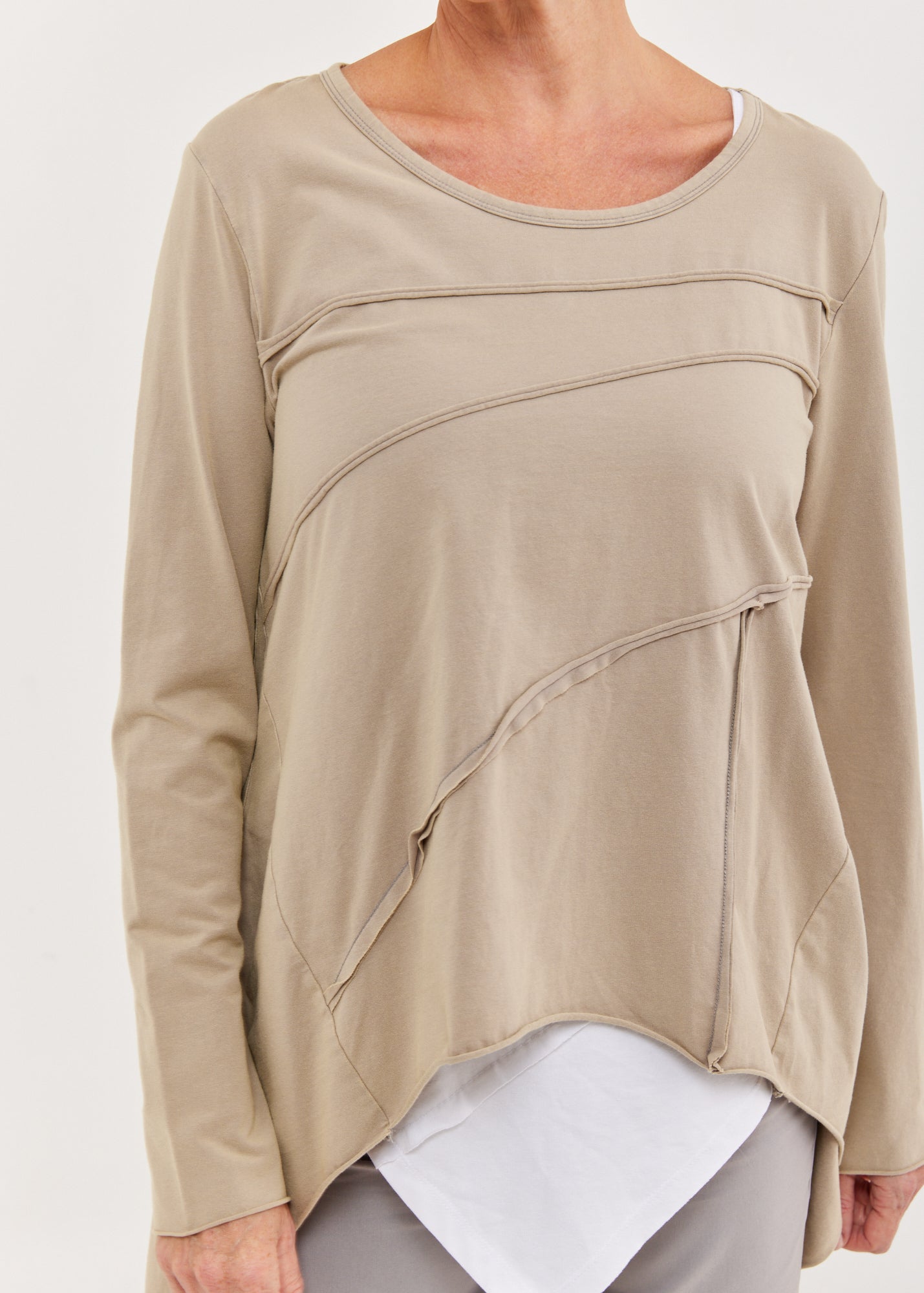 חולצה שרוול ארוך תפרים חיצוניים אפור ווש