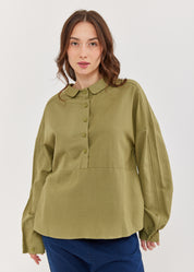 חולצה מכופתרת חצי מתהפכת ירוק