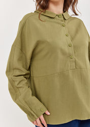 חולצה מכופתרת חצי מתהפכת ירוק