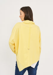 סווטשירט צווארון גולף שילוב בד אריג צהוב