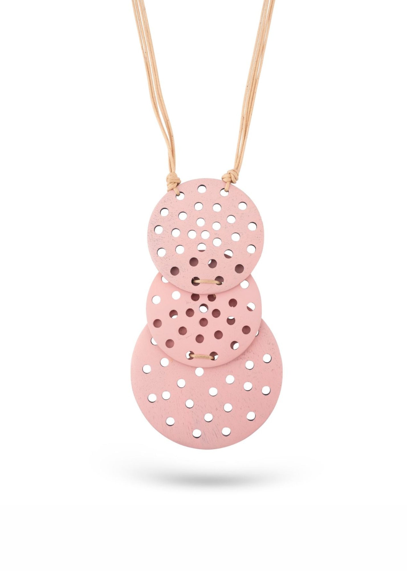 Orange perforated coconut disk necklace