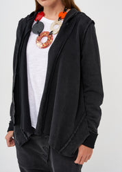 עליונית ווש פתוחה שילוב ריב וכובע שחור ווש