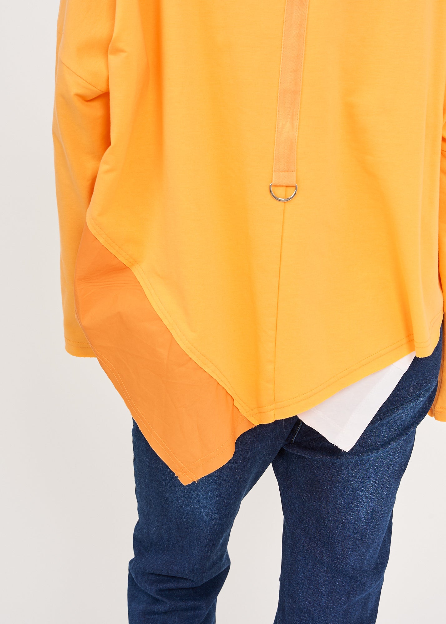 סווטשירט צווארון גולף שילוב בד אריג כתום