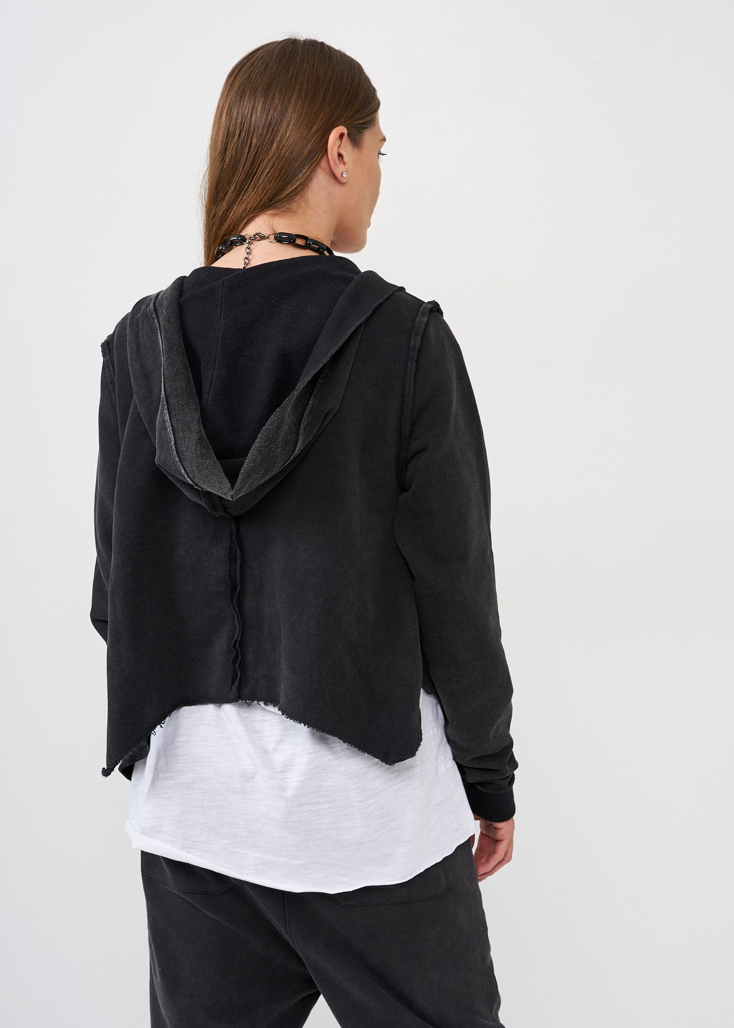 עליונית ווש פתוחה שילוב ריב וכובע שחור ווש